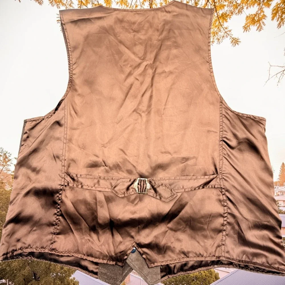 Beyond Leather Vtg 80s Mens XL Brown Suede Vest Western Cowboy Leather
